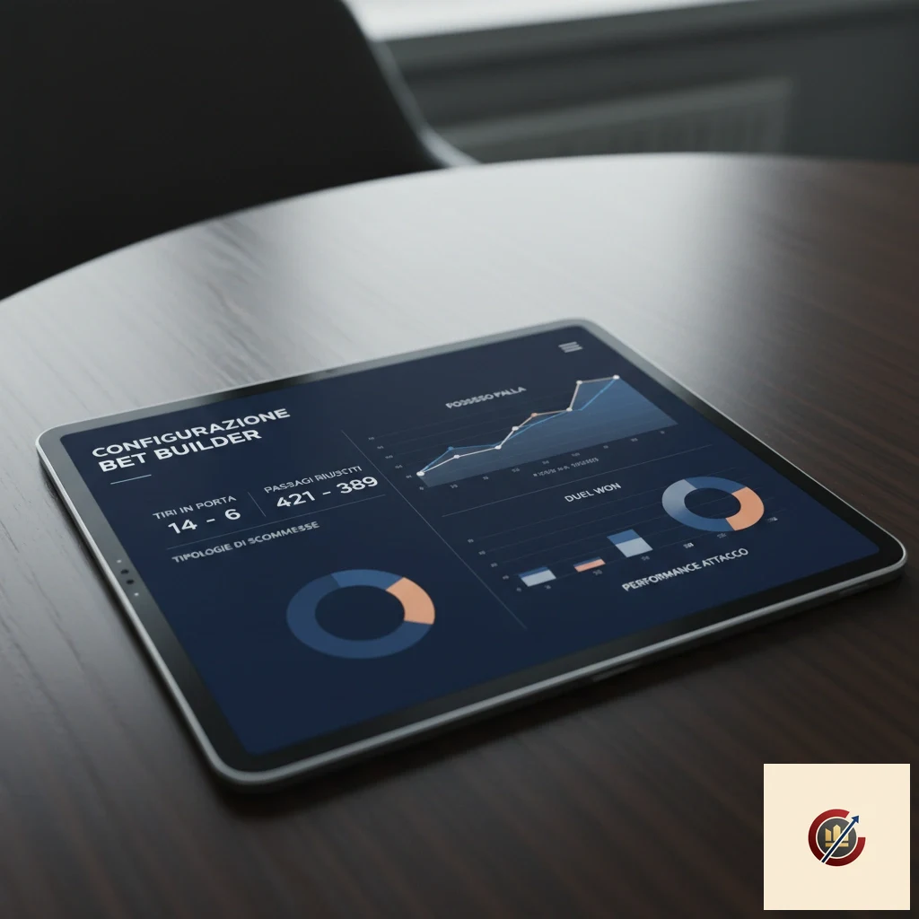 Interfaccia su tablet per la creazione di scommesse personalizzate con mercati combinati.