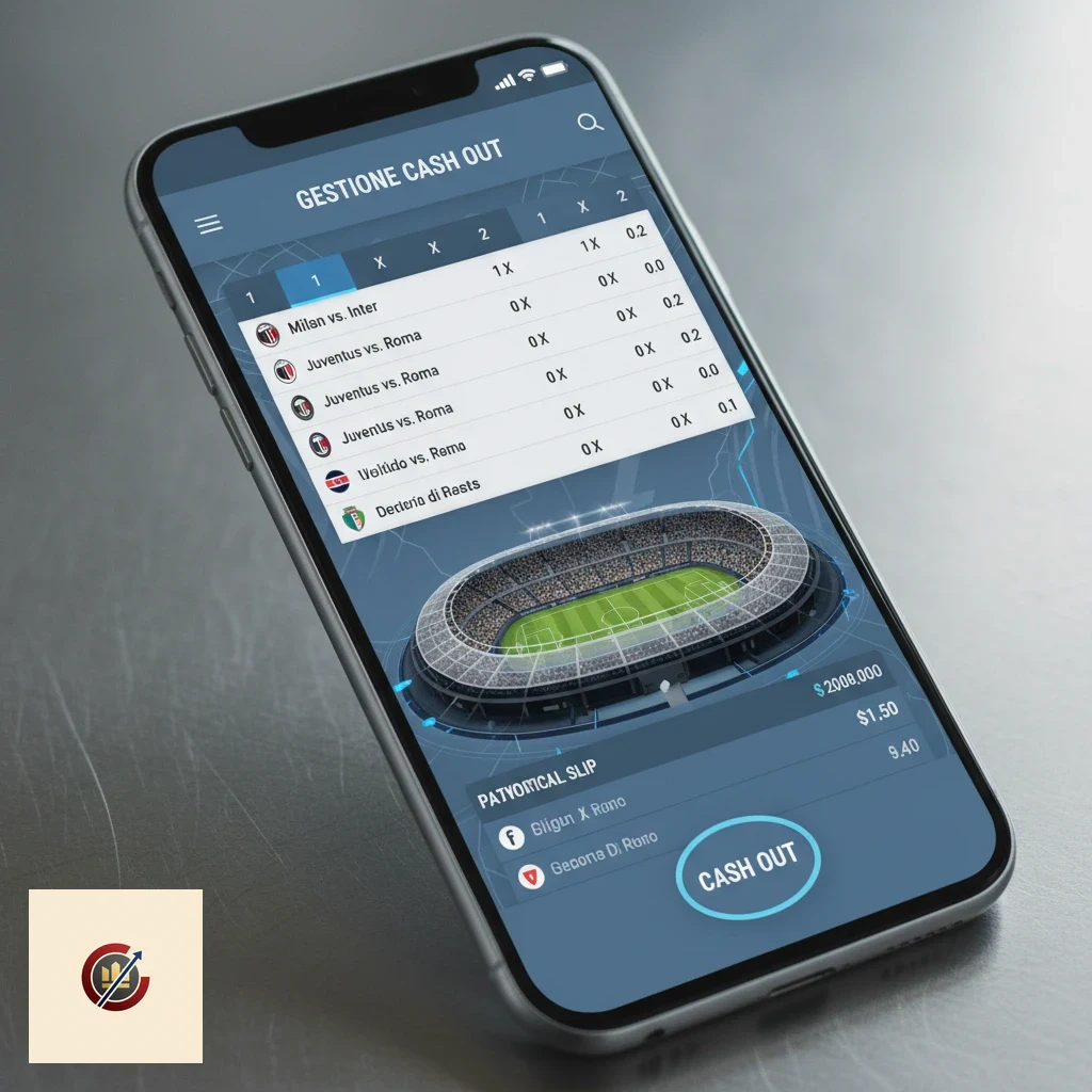 Pannello scommesse attive con opzione di chiusura anticipata e valore di rimborso.